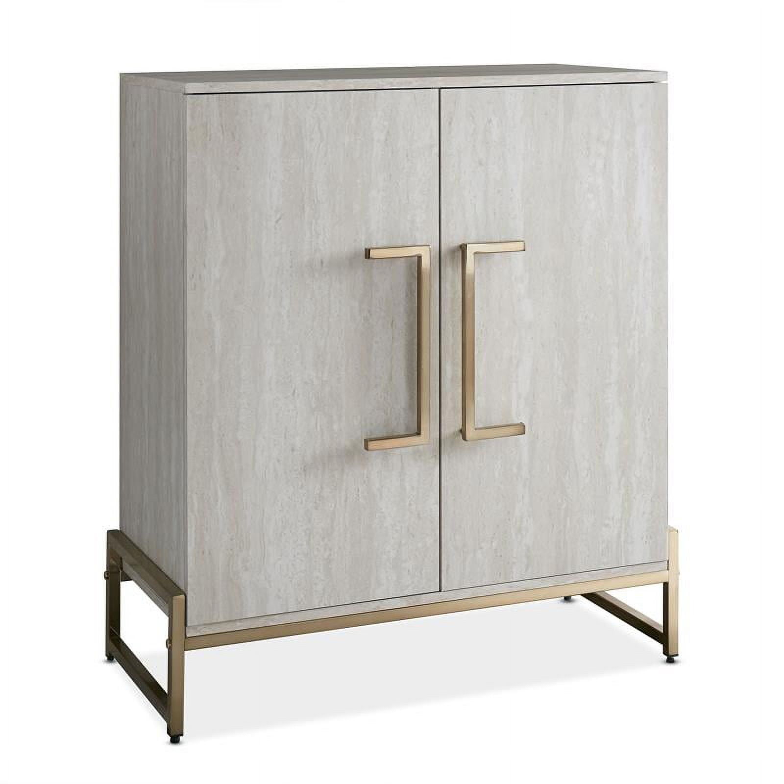 Pemberly Row Armoire à Vin Moderne avec Base en Faux Marbre et Métal Doré