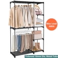 thumbnail image 1 of Metal Clothes Rack with 2 Hanging Rod and 4 Shelves, 45" Wide Portable Wardrobe Closet Organizer, Garment Rack Clothing Shelf, Black, 1 of 9