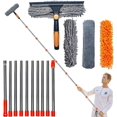 thumbnail image 1 of Tonmp 20 ft+ Reach Squeegee Cleaner Duster 2 in 1 Rotatable Window Cleaning Tool Kit With 3-14 ft Extension Pole, Washin, 1 of 7