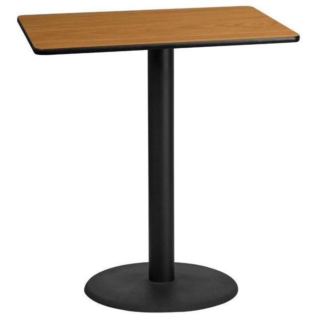 Flash Furniture Plateau de Table Rectangulaire en Stratifié Naturel 30 par 42 Pouces avec Base de Table Ronde de 24 Pouces de Hauteur