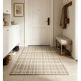thumbnail image 1 of EGNMCR Tools&Home Improvement Plaid Indoor Area Rug Beige And White Checkered Washable Non Carpet For Living Room Bedroom a Floor, 1 of 4