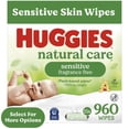 thumbnail image 1 of Huggies Natural Care Sensitive Baby Wipes, Unscented, 960 Count, 1 of 8
