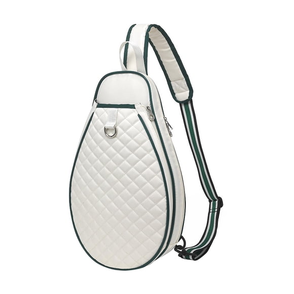 Siruishop Tennis Bag with Pockets Tennis Tote Bag Holds 2 Tennis Rackets for Friend Men White Green