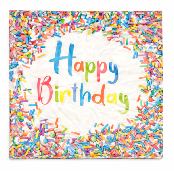 Fantastik Party Serviette de table d'anniversaire avec des paillettes,16 Fils, 2 Plis, Multi-Color