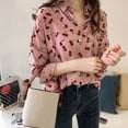 thumbnail image 3 of Haut pour Femme Lady Fashion Rétro à Imprimé, Manches Longues, Col à Revers, Chemisier Décontracté, 3 of 9