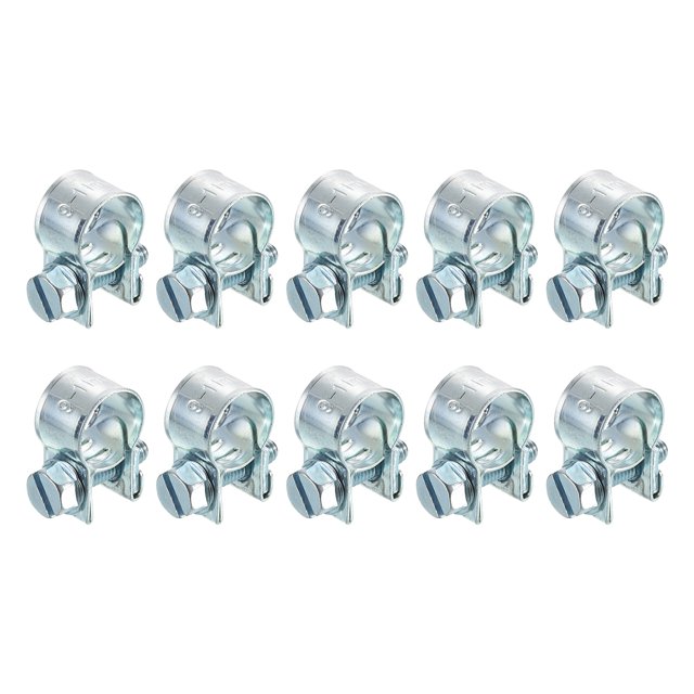 Unique Bargains 10Pack Mini Fuel Line Pipe Hose Clamp Clip, Adjustable 9-11mm, Zinc Plated