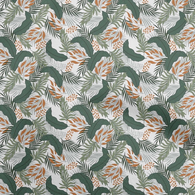 oneOone Velvet White Fabric Tropical Leaf Fabric For Sewing Printed Craft Fabric By The Yard 58 Inch Wide