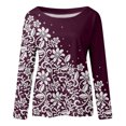 thumbnail image 3 of Machine d'Impression de T-Shirts Mode Femmes Décontracté Impression Col Rond Manches Longues T-Shirt Ample Blouse d'Automne Chandail Hauts, 3 of 5