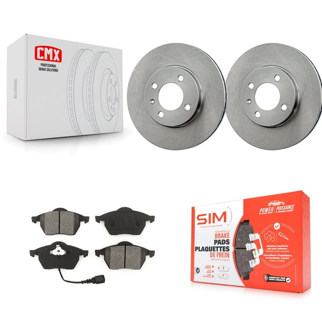 Transit Auto Front Disc Brake Rotors and Semi-Metallic Pads Kit for Car 1996-1998 Volkswagen Jetta 2.8L with 256mm Diameter Rotor K8S-100671