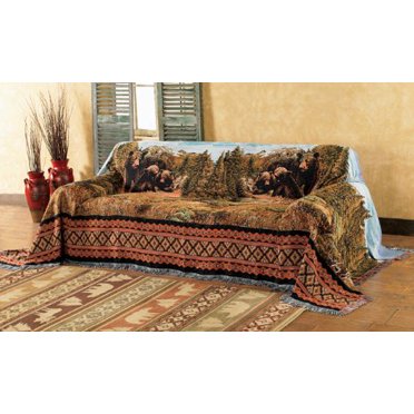 Black Forest Décor Black Bear Family Mountain Sofa Cover