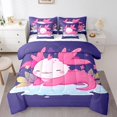 thumbnail image 1 of YST Kids Cute Axolotl Comforter Set, Cartoon Salamander Floral Leaves, Polyester, Queen (7 Count), 1 of 4