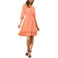 thumbnail image 1 of INSPIRE CHIC Juniors Layered Ruffle Hem 3/4 Sleeves Smocked A-Line Chiffon Dress, 1 of 6