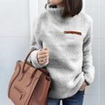 thumbnail image 2 of XZNGL Women Tops 3/4 Sleeve Women Solid Color Zippers Turtleneck Sweatshirt Pullover Tops Warm Blouse Winter Tops for Women 3/4 Sleeve Winter Tops for Women, 2 of 6