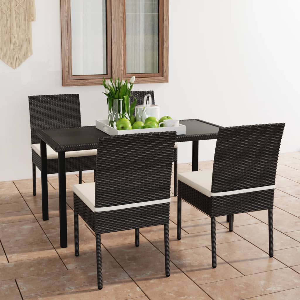 vidaXL Ensemble de Salle à Manger de Jardin 5 Pcs en Rotin Synthétique Noir