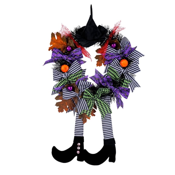 Rbaofujie Halloween Witch Hat Long-Legged Pumpkin Wreath Door Hanging -Border Haunted House Horror Wreath Decorative Hangings Arrangement Props Fall Pumpkins