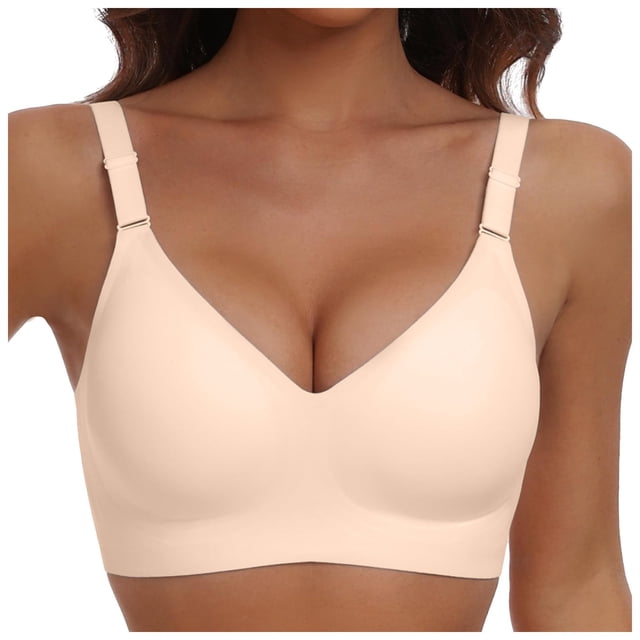 Women's Wireless Push Up Full Coverage Bra - Seamless Soft Support - Jelly Strip Technology, Nylon Spandex - S-XXXXL