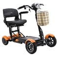 thumbnail image 2 of Foldable Electric Mobility Scooters with Rechargeable Lithium Battery, Exclusive Wide Leather Seat, Up & Down Armrests for Easy Transfer - Matte Orange, 2 of 15