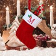 thumbnail image 2 of Christmas Tree Decorative Socks With Embroidered Initial Letters Red Green White Knit Stockings, 2 of 2