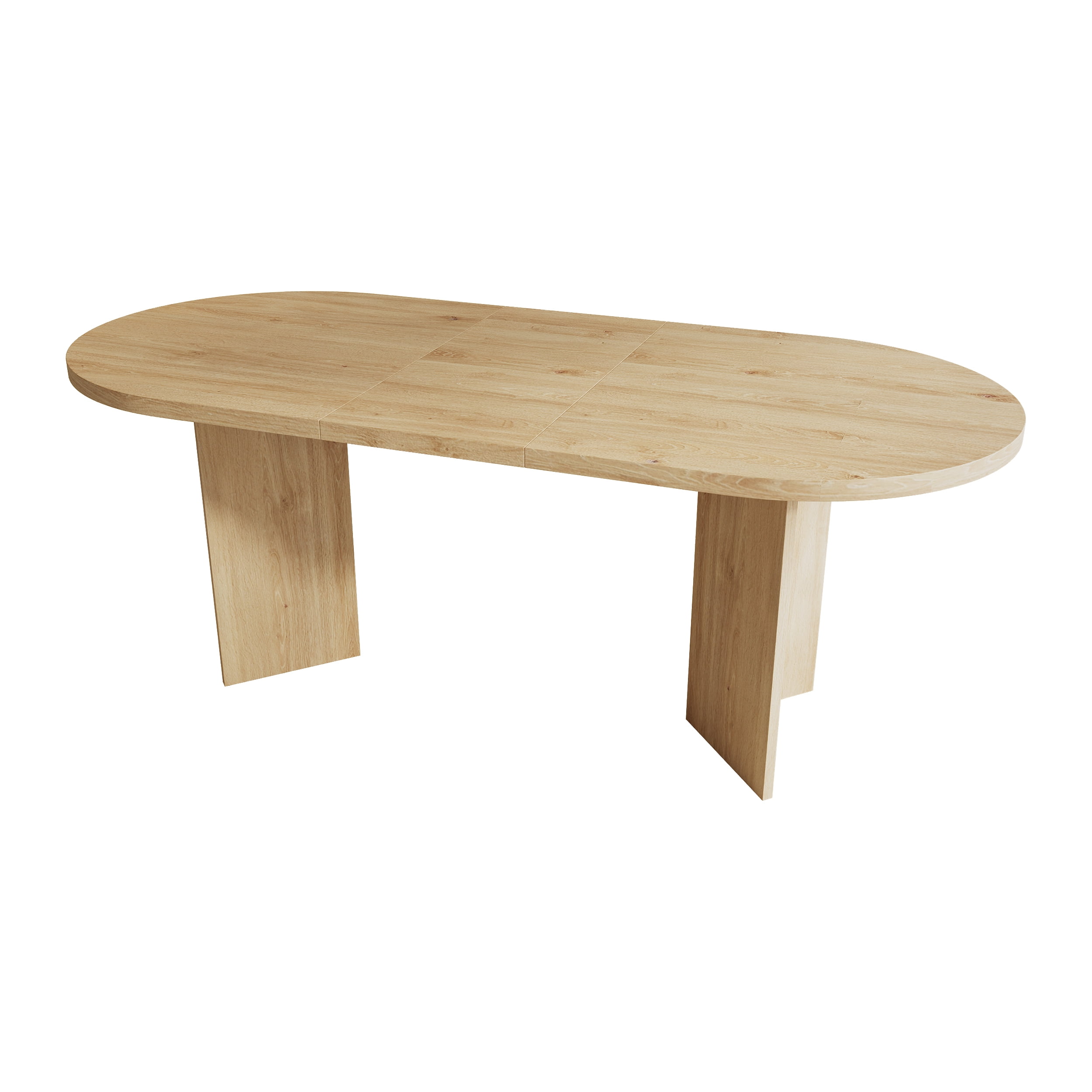 Noble House 79" Large Oval Dining Table for 6-8,Wood Grain Finish with Double Pedestal Base,Contemporary Dining Room Table,Oak