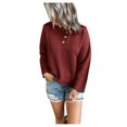 thumbnail image 1 of Femmes Veste à Manches Longues V Col Boutonné Pull-Overs Coupe Décontractée Pulls Hauts, 1 of 5
