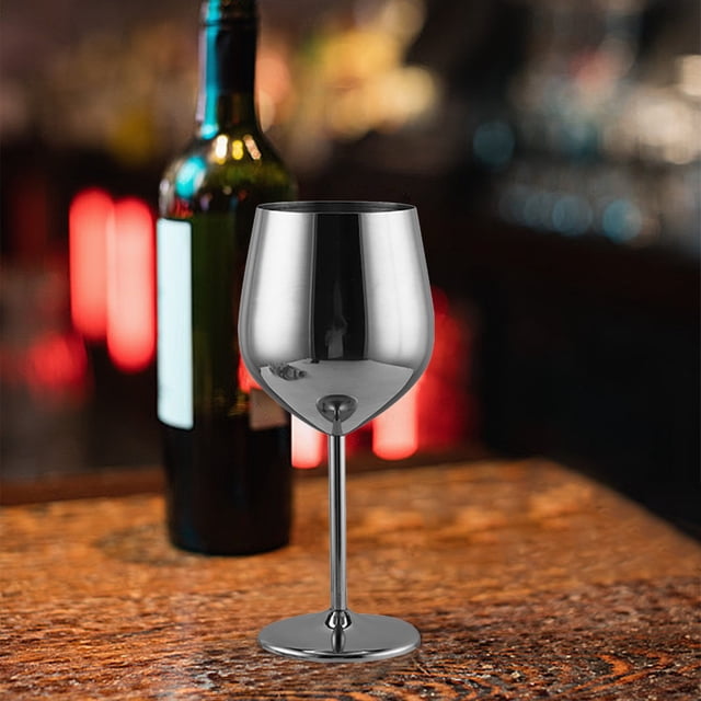 Verre à Vin Rouge en Acier Inoxydable 304, Calice à Étage pour Restaurant, Verre à Vin en Acier Inoxydable. 530 ml