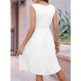 thumbnail image 4 of Robes d'Été pour Femmes Sans Manches Décontractées Amples Évasées à Boutons Robe Midi avec Poches Blanc m, 4 of 9