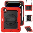 thumbnail image 1 of XYX For iPad Pro 11 inch Case 2024 (M4), 360 Rotating Shockproof Cover with Stand, Screen Protector, Shoulder Strap, Red, 1 of 7