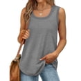thumbnail image 2 of AherBiu Camisole pour Femmes Été Sans Manches Col Rond Décontractée Ample Couleur Unie Basique Camis T-Shirts, 2 of 7