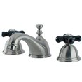 thumbnail image 1 of Kingston Brass Robinet de Lavabo à Large Diffusion avec Poignée Croisée en Porcelaine Noire, Nickel Satiné, 1 of 2