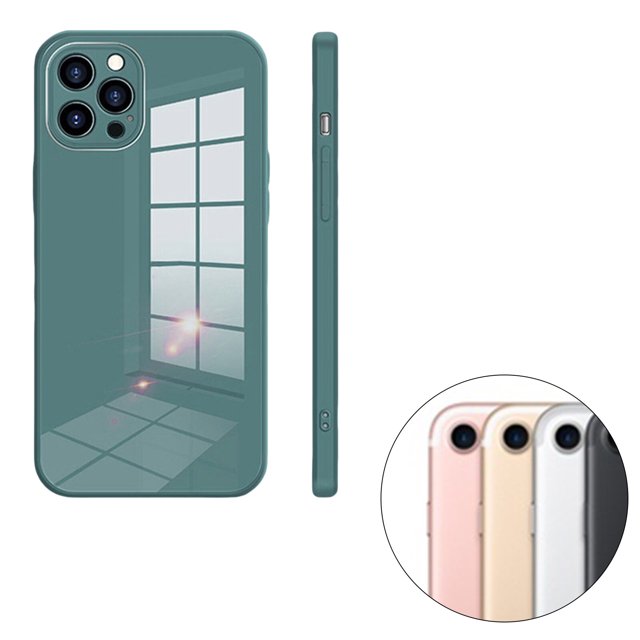 ziyahi Glass Back Phone Covers with Solid Color Full Rugged Bumper Anti-Slip Design for Iphone 7P/8P/7/8/XS Max/XR/X/XS