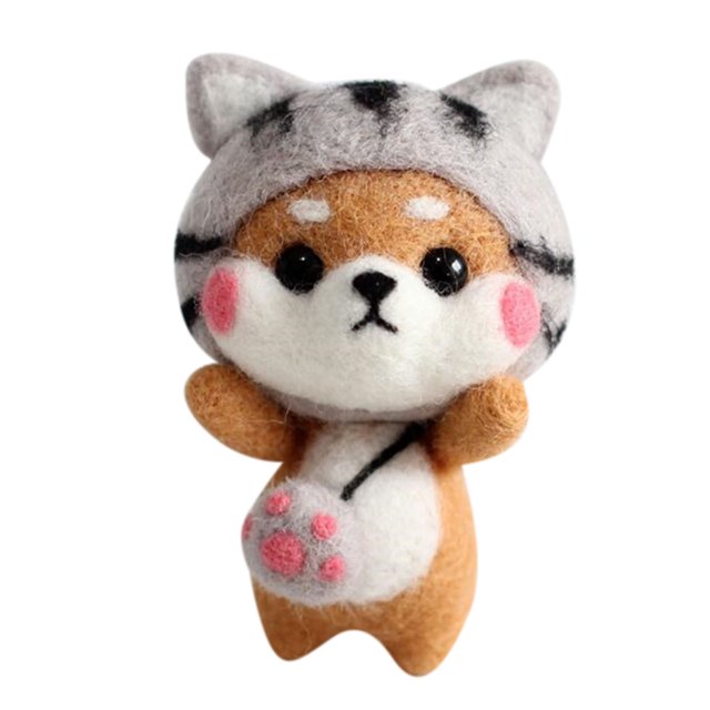 EQWLJWE Plush Toys Cute Litter Dog Pattern Handmade DIY Poke Wool Felts Material Production Package