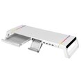 thumbnail image 1 of bedienty Support d'Ordinateur Support Surélevé Support d'Ordinateur Portable avec Tiroir de Rangement Support de Bureau avec 4 Ports USB Bureau Pliant Robuste Blanc, 1 of 6