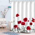 thumbnail image 3 of Rideau de Douche LIVILAN Poppy Rouge, Rideaux de Douche pour Salle de Bain, Rideau de Douche Floral Rouge, Rideau de Salle de Bain en Tissu à Fleurs Rouges, Ensemble de Décoration pour la Maison avec Crochets Décoratifs, Lavable en Machine, 72 Pouces L x 72 Pouces H, 3 of 8