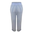 thumbnail image 4 of Womens Casual Pants High Waisted Wide Leg Solid Color Linen Joggers Blue XXL, 4 of 5