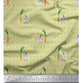 thumbnail image 1 of Soimoi Tissu Modal Satin Imprimé Carottes & Lapins au Mètre 42 Pouces de Large, 1 of 5