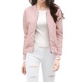 thumbnail image 2 of INSPIRE CHIC Vestes Matelassées pour Femmes Col Montant Fermeture Éclair Manches Raglan Blouson Bomber, 2 of 5
