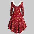 thumbnail image 5 of Joyeux Noël TIMIFIS Mode Automne pour Femmes Robe Vintage à Fleurs Évasée en Ligne A Swing Décontractée pour Fête Robe de Fête pour Femmes, 5 of 5