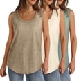 thumbnail image 1 of Plebaso Lot de 3 Débardeurs pour Femmes Décontractés d'Été Sans Manches Amples Col Rond T-Shirts Basiques pour Dames, 1 of 7
