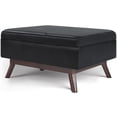 thumbnail image 1 of Simpli Home Owen 34" Coffee Table Storage Ottoman in Midnight Black Faux Leather, 1 of 8