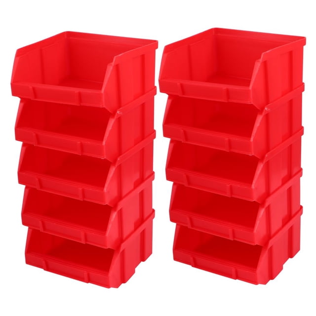 JUNWELL Storage Bins Garage Tool Stackable Organizer Containers Plastic Box Rack Stacking Small Parts Hanging Pegboard Workshop
