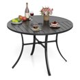 thumbnail image 1 of Gymax Patio Dining Table 42.5'' Round Metal Slat Table w/ Umbrella Hole Outdoor, 1 of 9