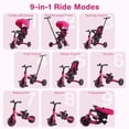 thumbnail image 4 of INFANS 9-in-1 Foldable Toddlers Tricycle, Converts Stroller to Balance Bike with Adjustable Push Handle, Canopy & Backrest, Pedal Conversion, Retractable Rear Wheels for 1-6 Years, 4 of 9