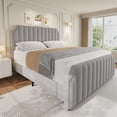 thumbnail image 2 of PIONEERWORKS Queen Size Bed Frame with 50.2“ Headboard Platform, Velvet Upholstered Bed Frame with Vertical Channel Tufted Headboard & Footboard, Grey, 2 of 10