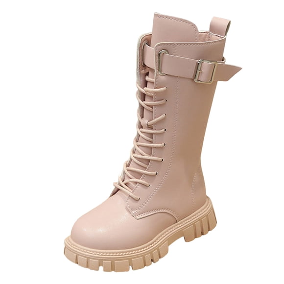Yammkia Toddler Girls Combat Boots Toddler Cowboy Boots Western Cowgirl Boots Boys Girls Mid Calf Square Toe Riding Walking Shoes Size 3 (Pink,Big Kids 3)