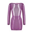 thumbnail image 2 of Fortune Women Knitted Cutout Short Dress Summer Backless Long Sleeve Wrapped Mini Dresses, 2 of 6
