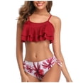thumbnail image 1 of RKSTN Women Two Piece Swimsuits High Waisted Bikini Ruffle Tummy Control Bottoms Halter Bathing Suits, 1 of 8