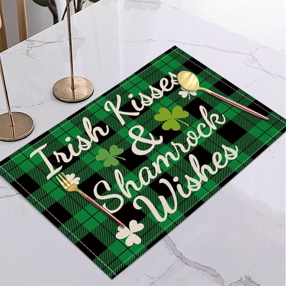 TIMIFIS Placemat Saint Patrick's Day Holiday Decoration Placemat Home Kitchen Insulation Linen Western Food Mat Placemats Kitchen Gadgets