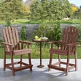 thumbnail image 4 of Costway 1 PCS Bar Stool HDPE Patio Chair with Armrest Footrest Home Indoor Outdoor Brown, 4 of 9