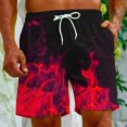 thumbnail image 4 of Penkiiy Shorts de Carnaval, Shorts de Basketball pour Hommes Décontractés d'Entraînement Athlétiques, Shorts en Maille à Imprimé Graphique de Flammes, Short de Course 2TG Rouge, 4 of 9