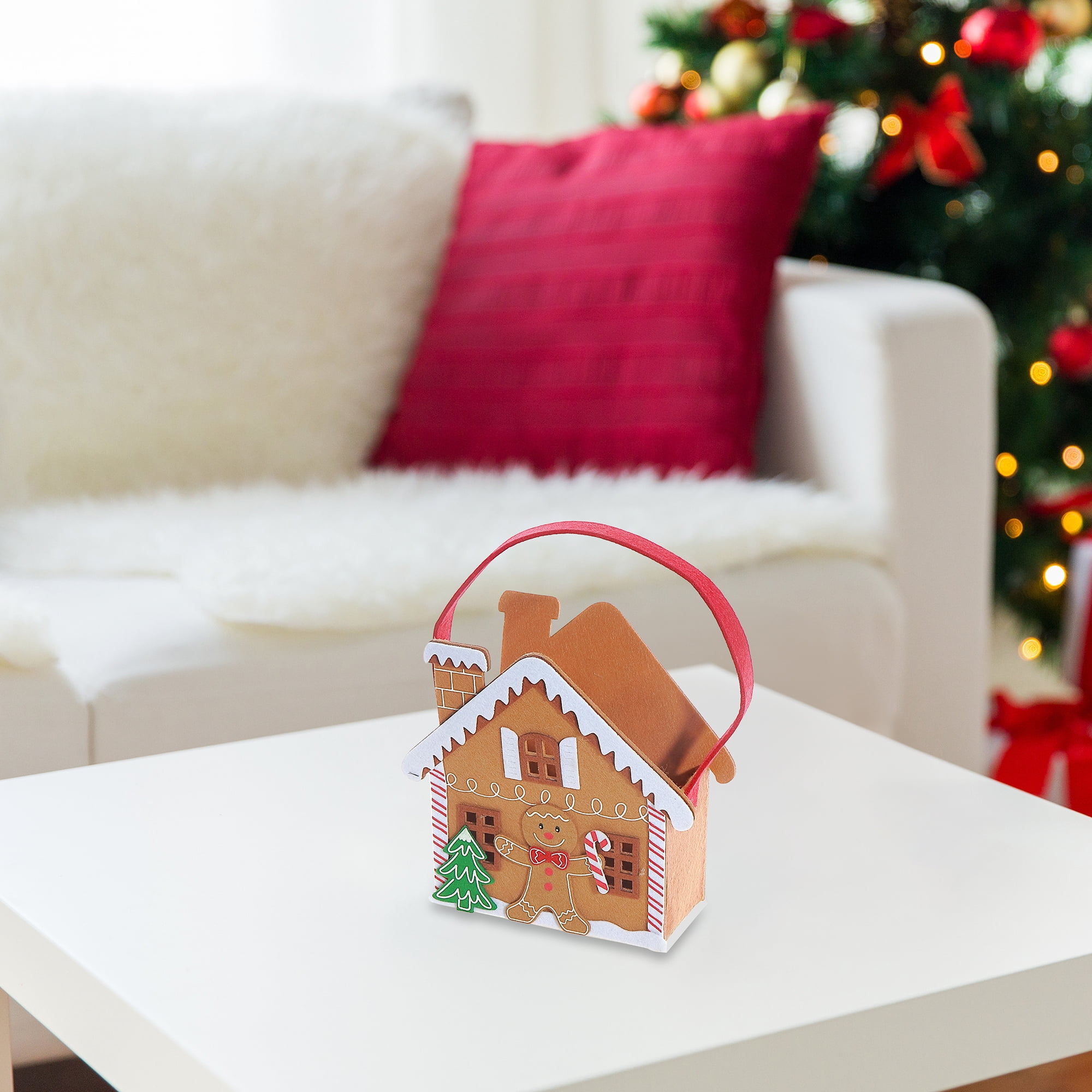 Felt Gingerbread House Basket (5.8") - Set of 2